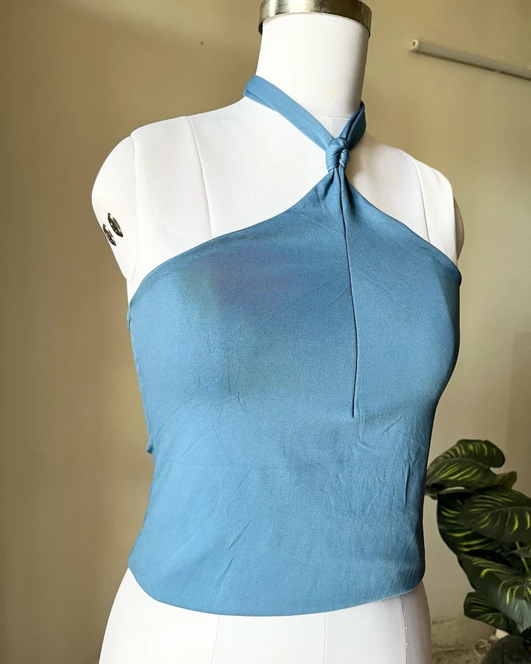 Blue halter-neck top