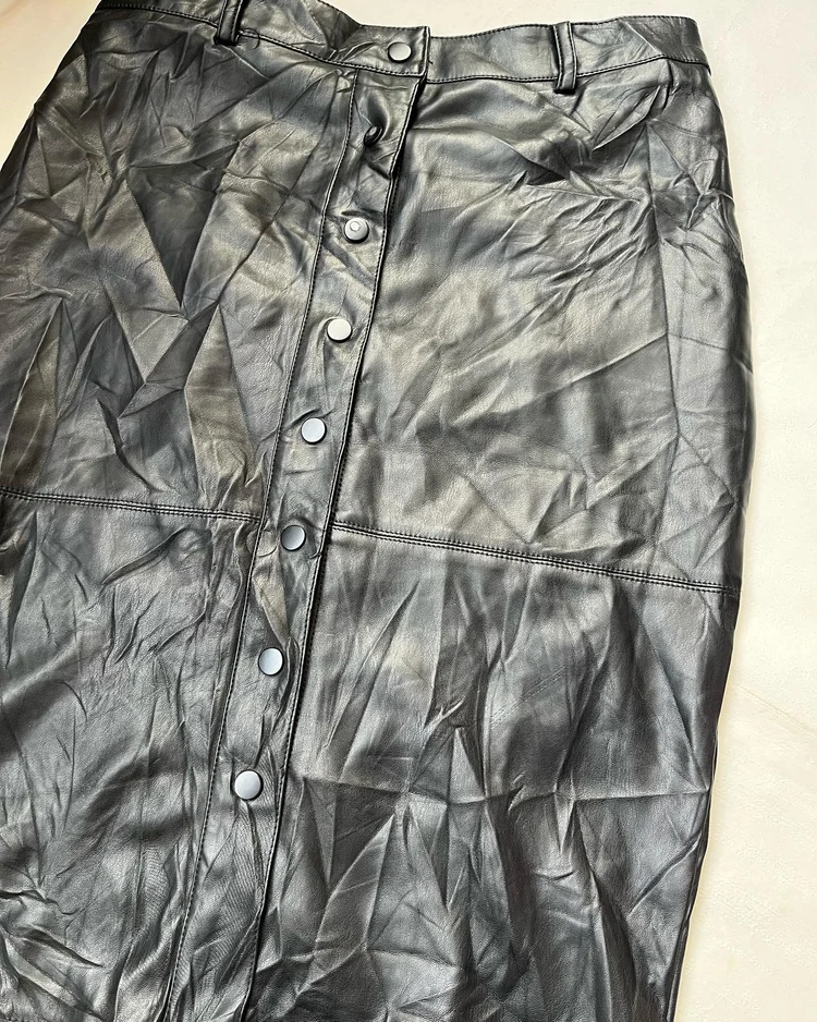 Leather midi skirt 