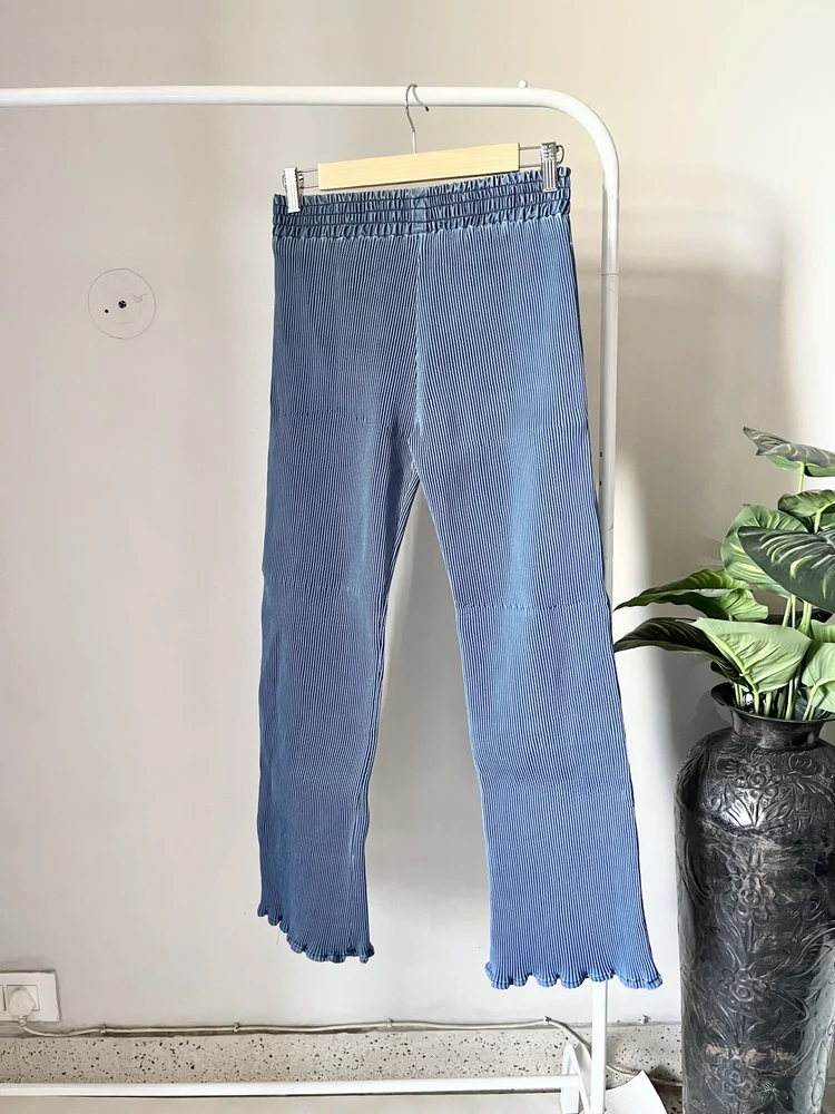 Pleated denim pants