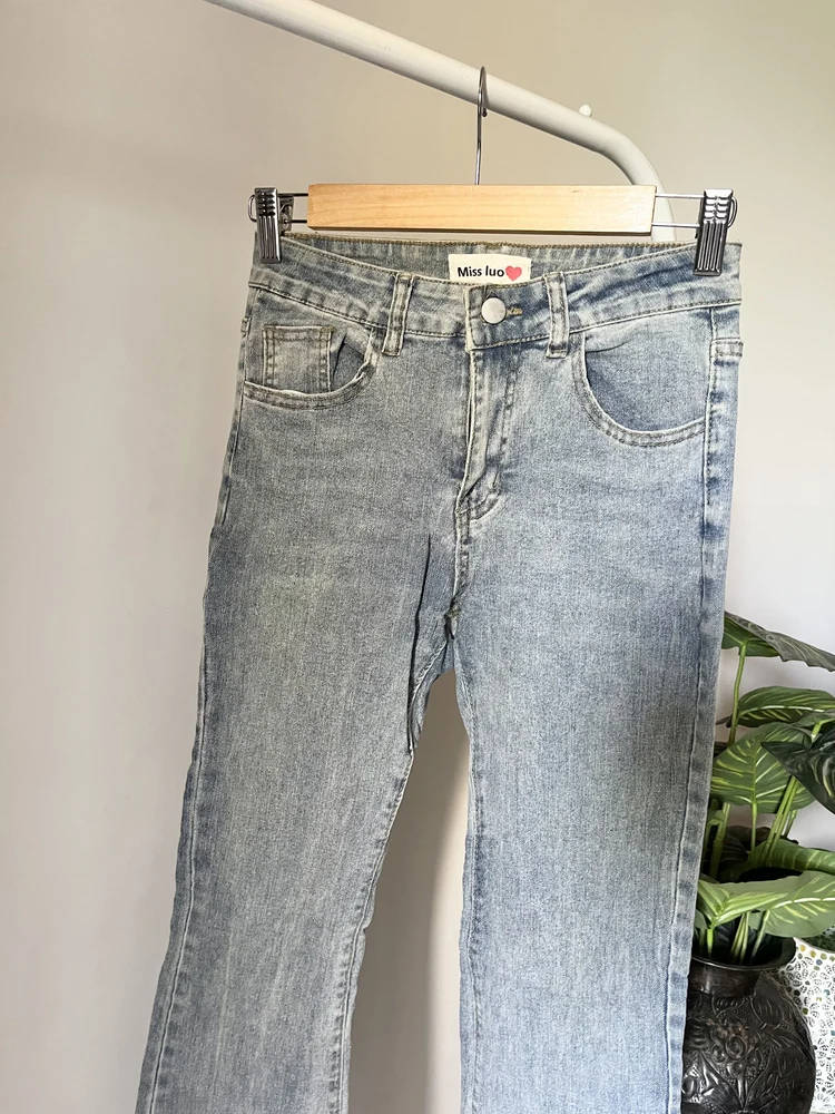 Blue bell bottom embroidery Jeans 