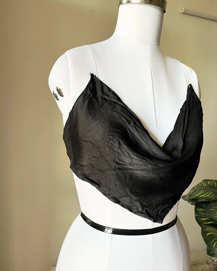 Black satin top 