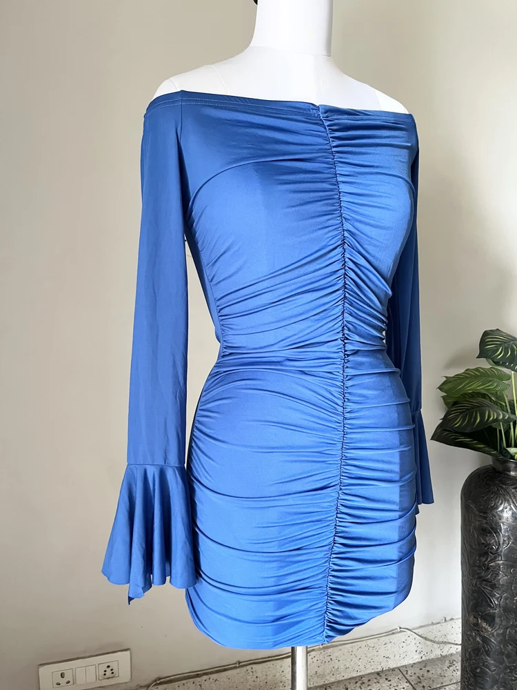 Electric blue smoking dress