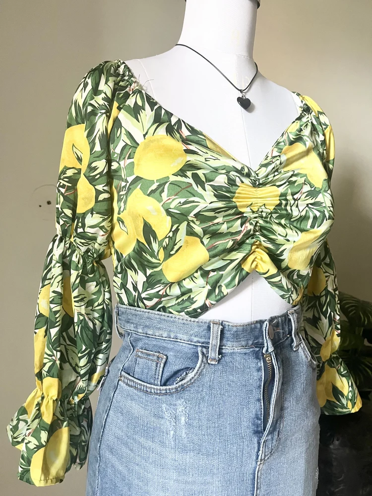 Yellow floral Padded top 