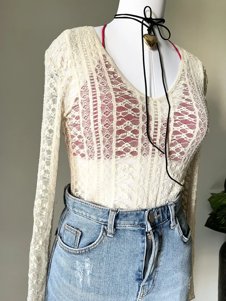 Beige lace top 