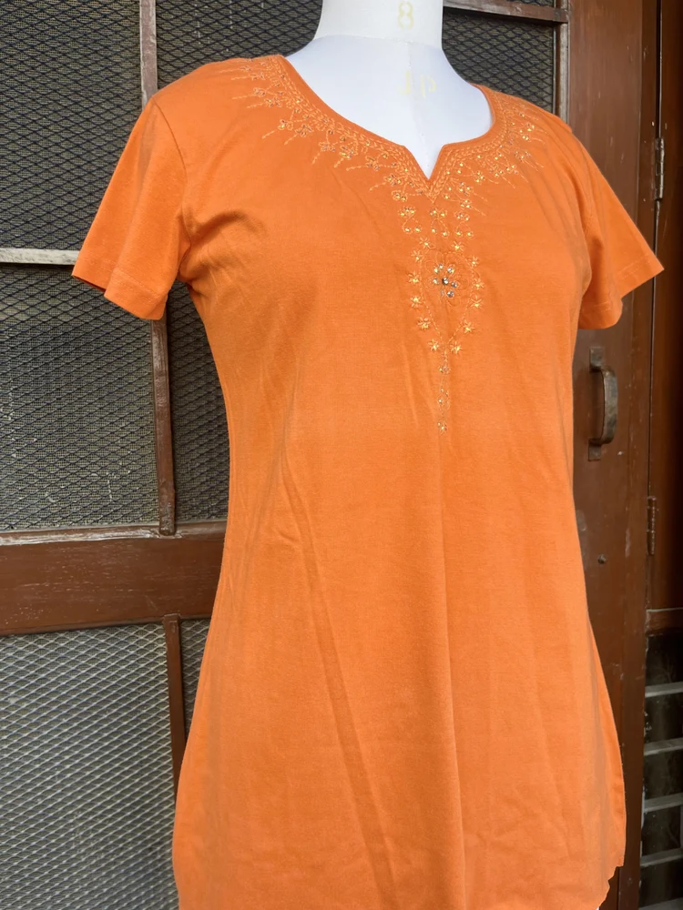 Orange embellished kurti