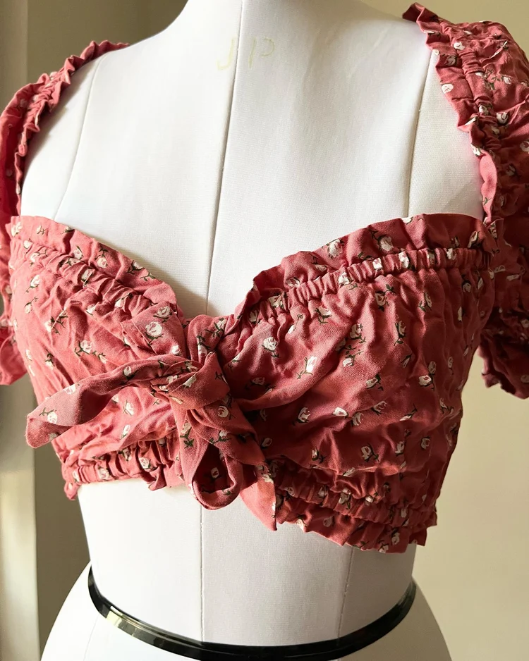 Pink floral Sweetheart top 
