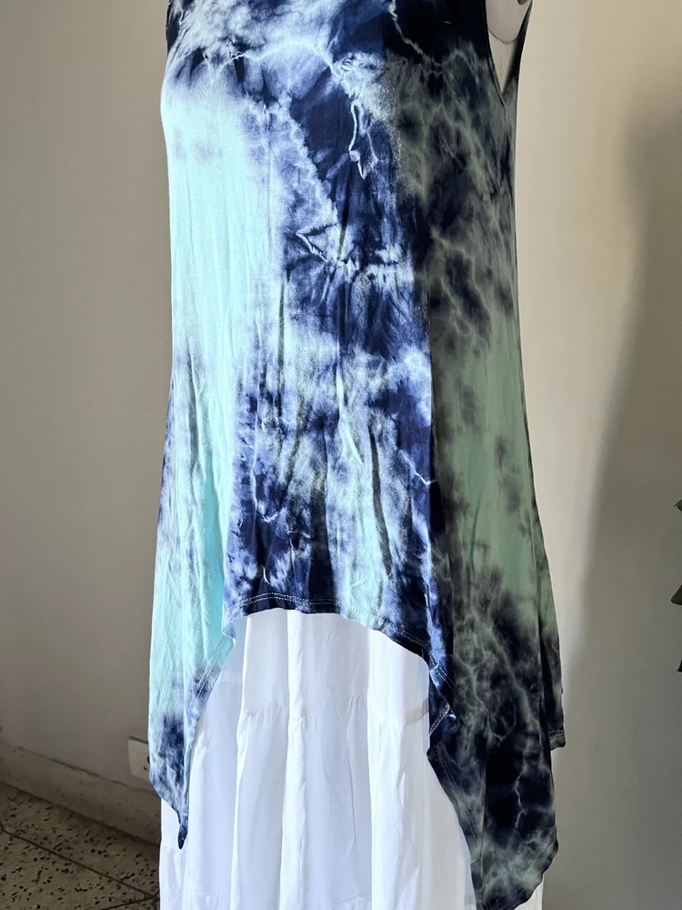 Tie-dye hi-low top
