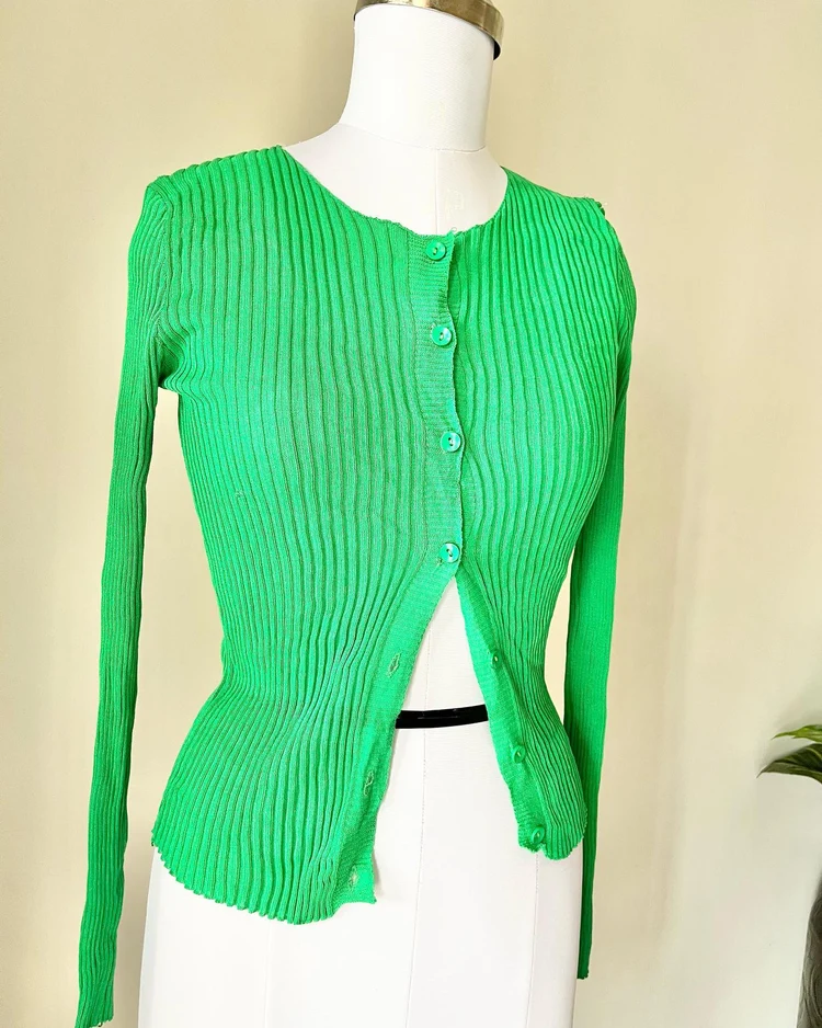 Green ribbed top 