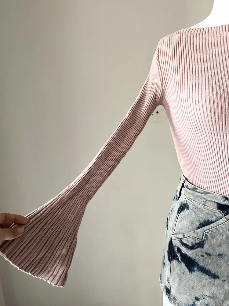 Pink bell sleeves top 