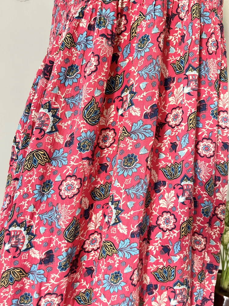 Printed tube tie-up maxi dress