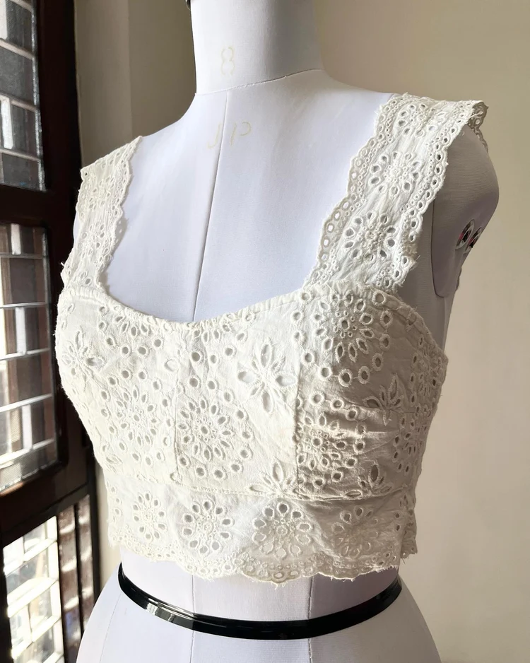 White schiffli top 