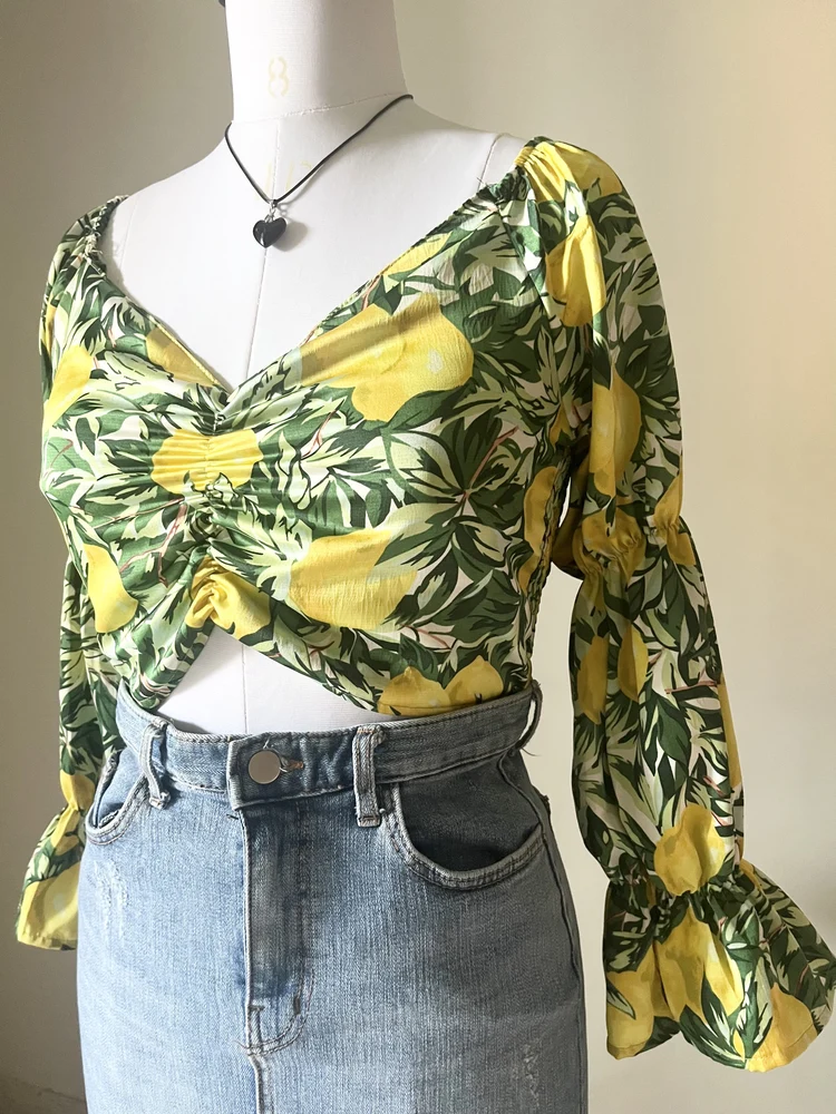 Yellow floral Padded top 