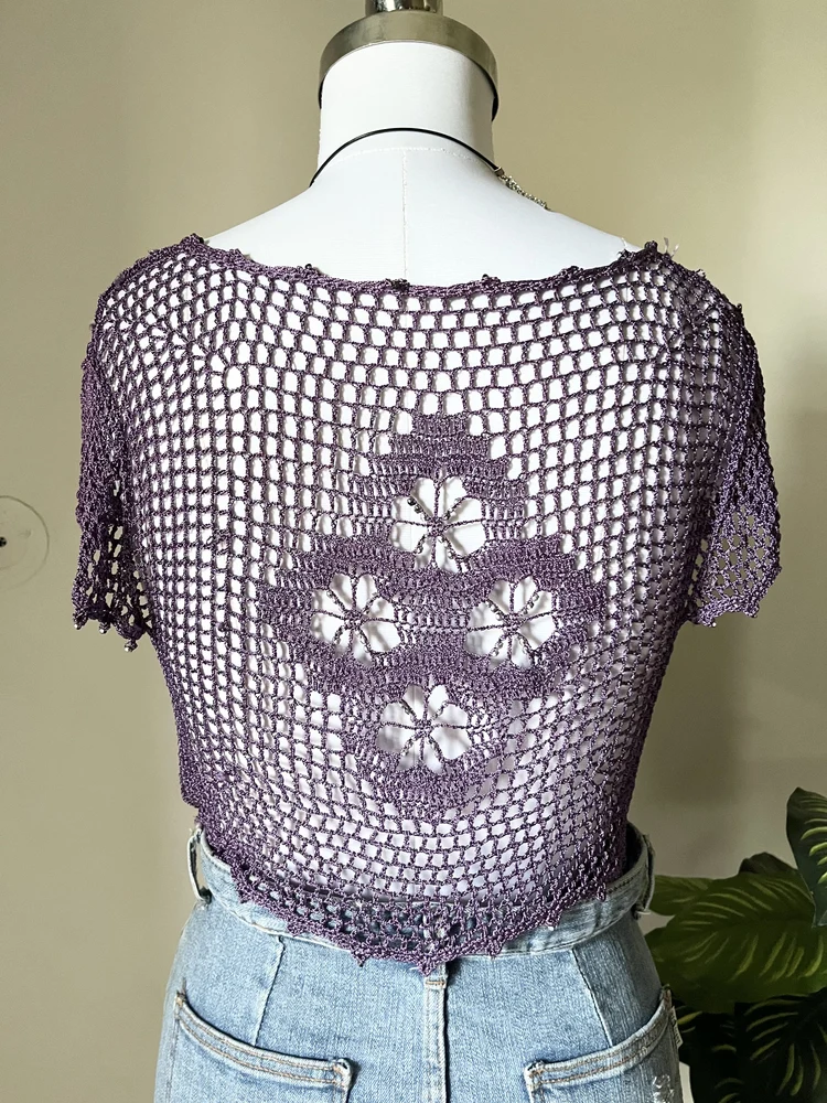 Purple crochet shrug top 