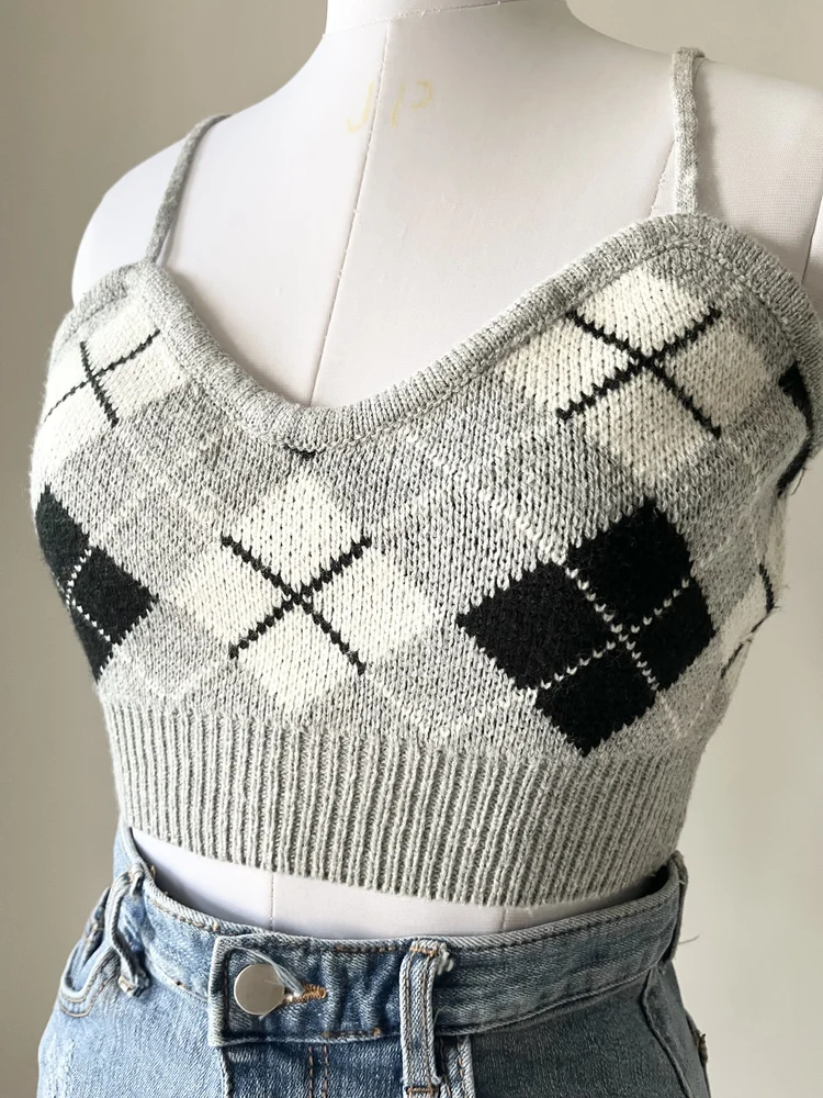 Checkered sweater top 