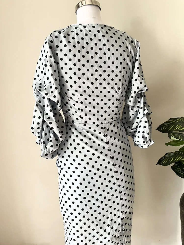 Polka dot blue bodycon dress