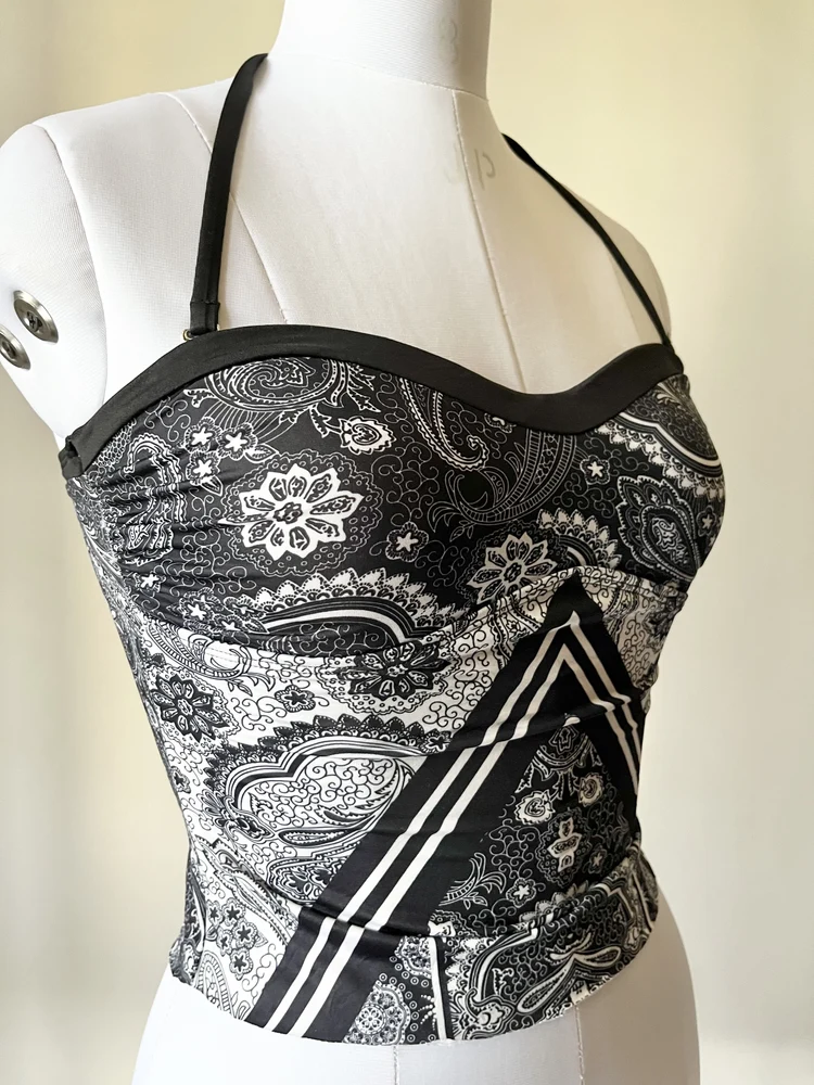 y2k print halter top
