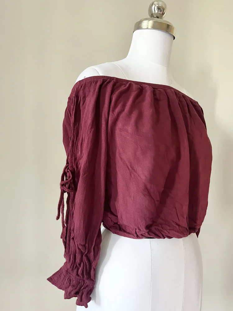 Off shoulder slit sleeves top 