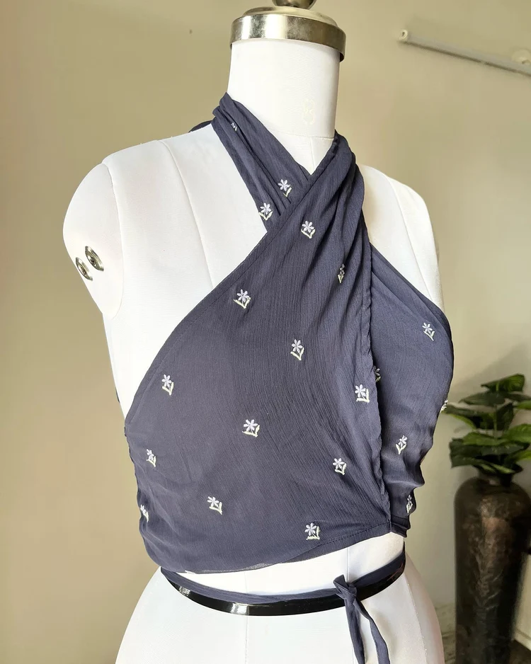 Blue wrap top 