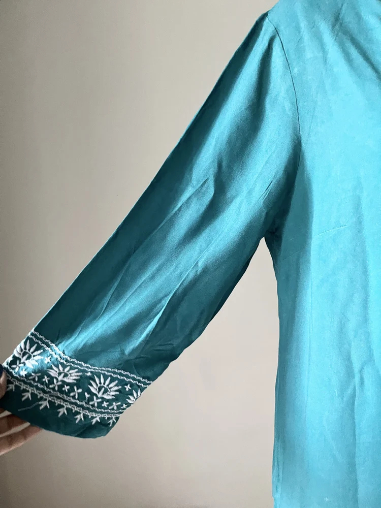 Greem embriodery short kurti