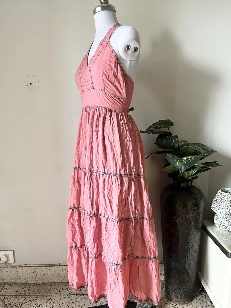 Pink schiffli maxi dress 