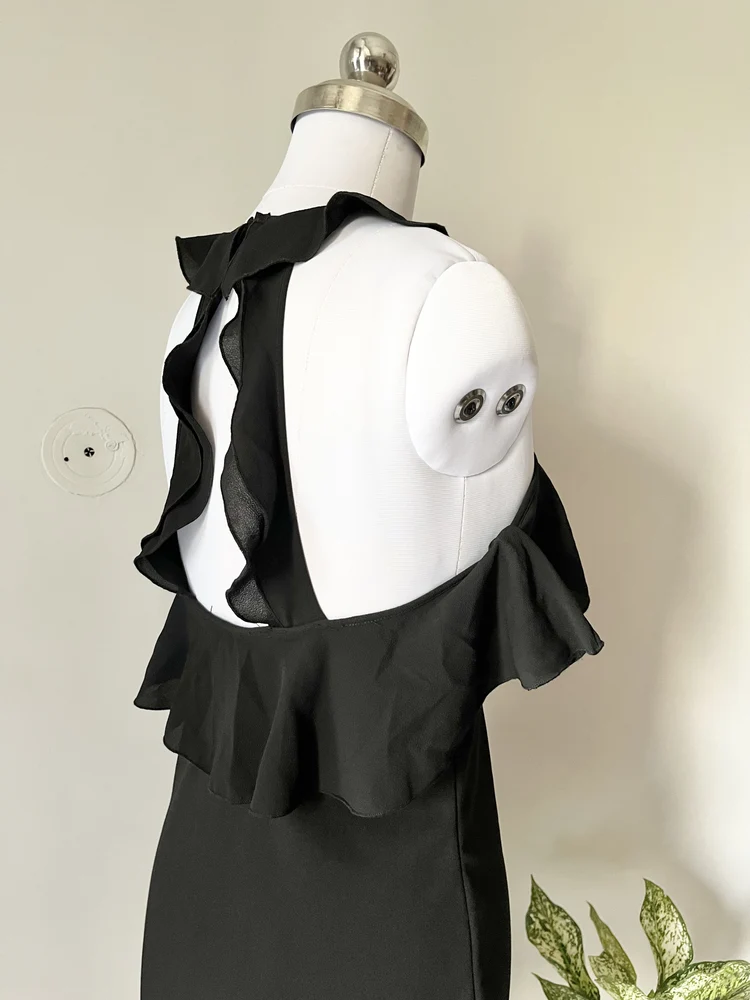 Frill black dress