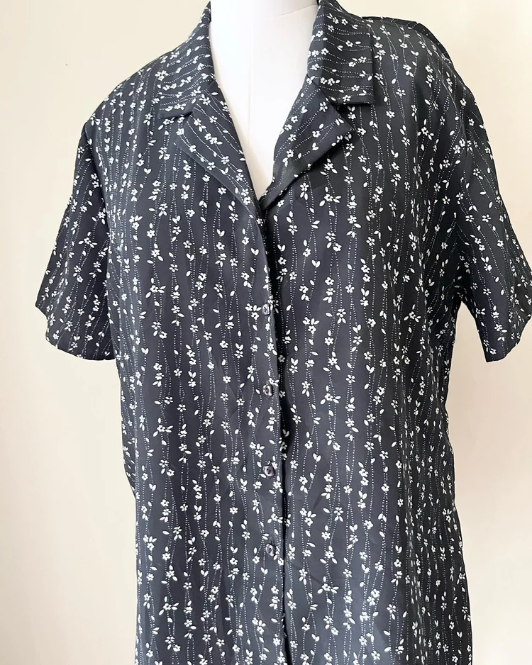 Floral navy blue shirt (unisex) 