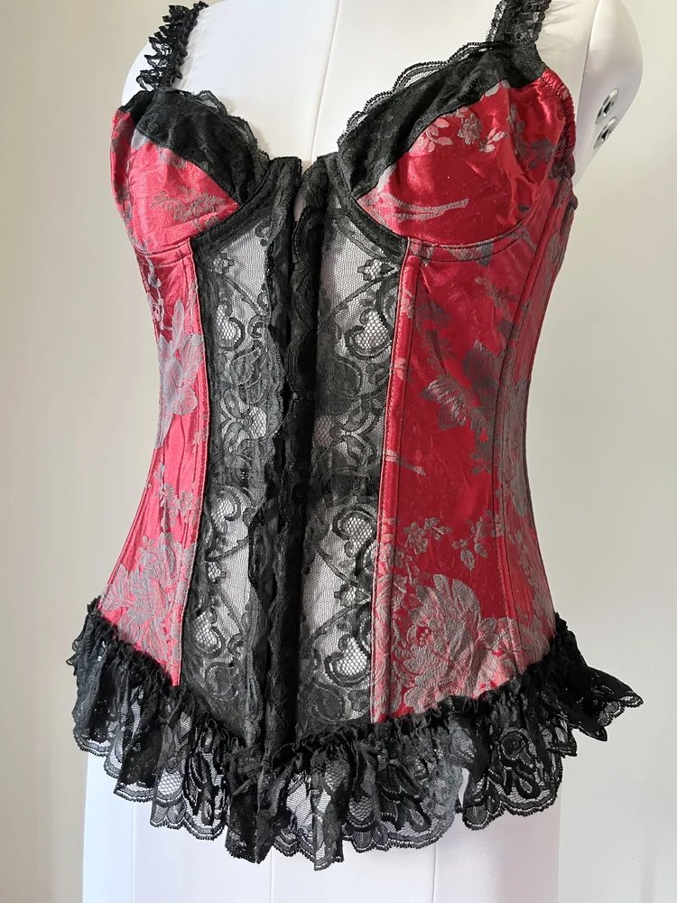 Red hot lace corset top