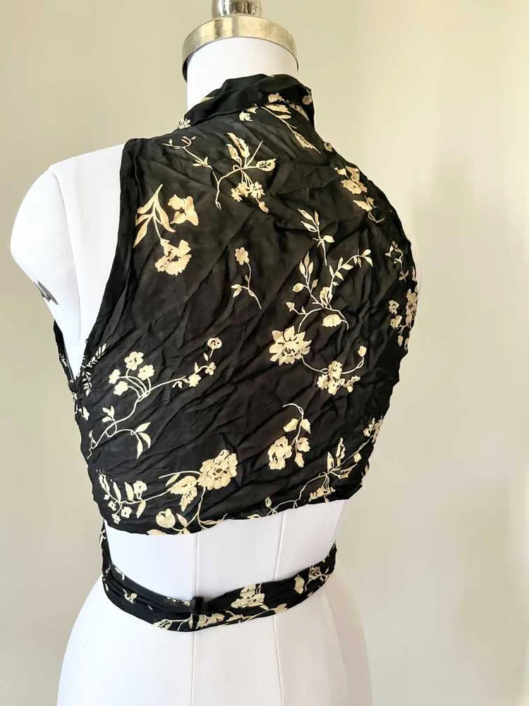 Black floral shirt style top