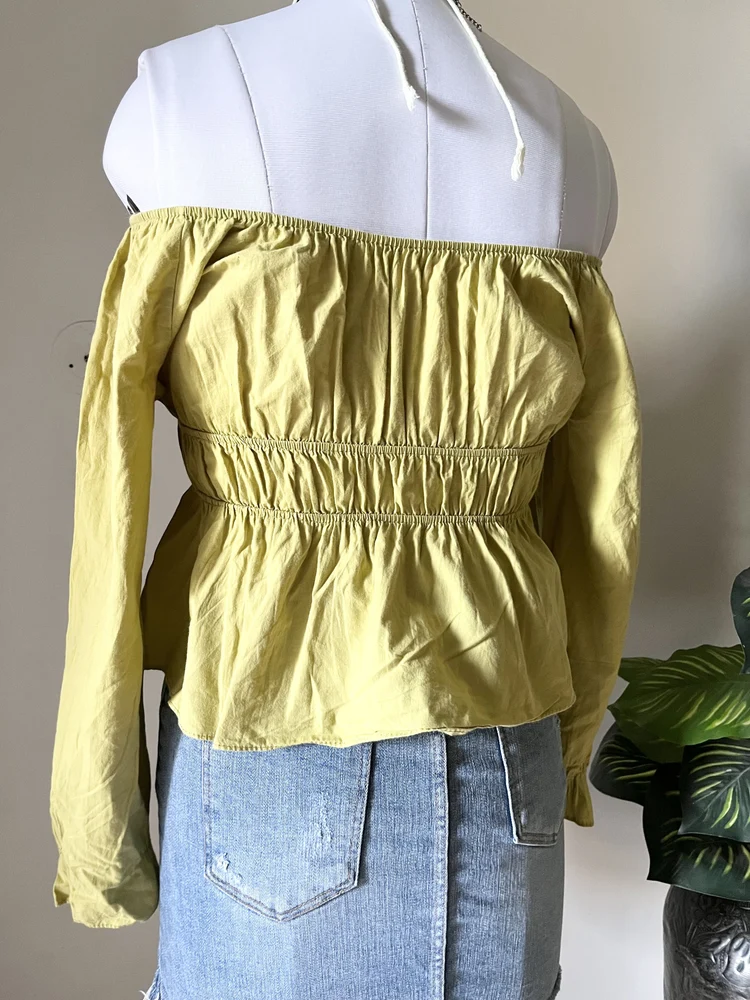 Green Shirred top