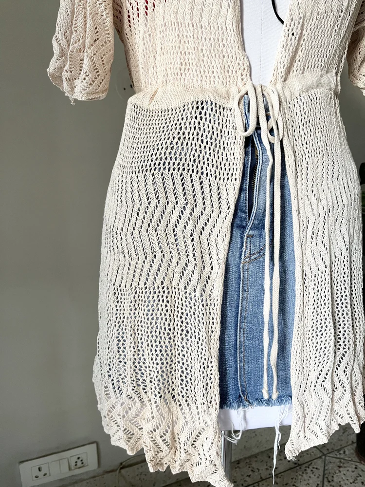 Beige crochet shrug