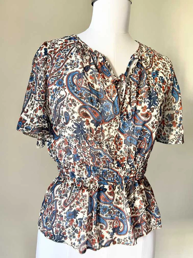 Paiisley print peplum top 