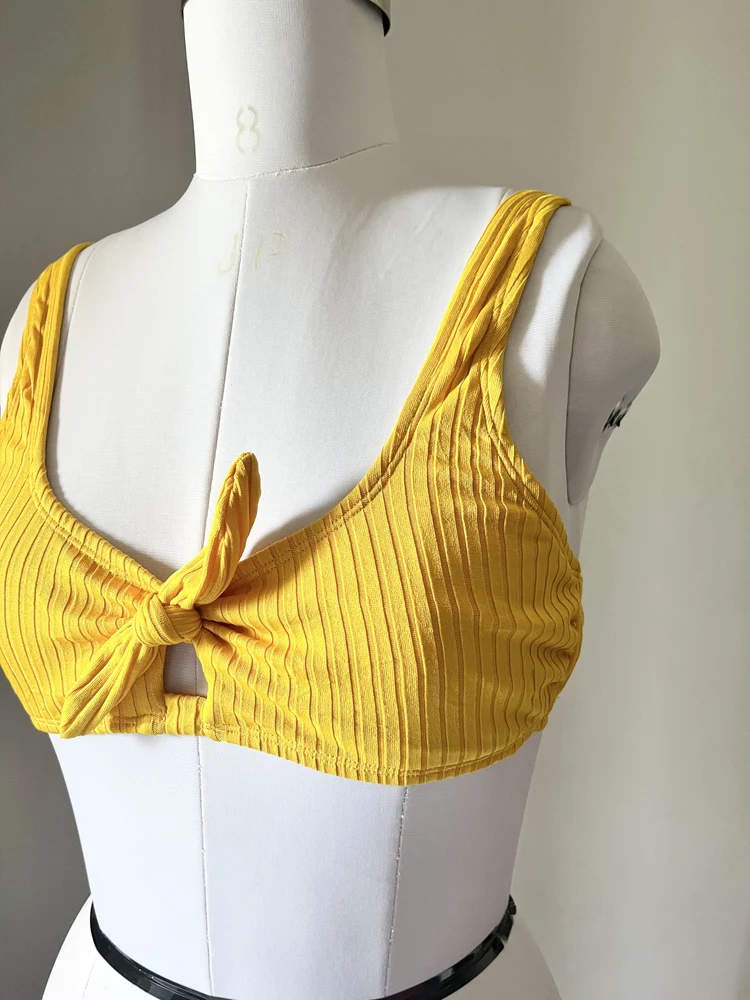 Yellow knot bikini top 