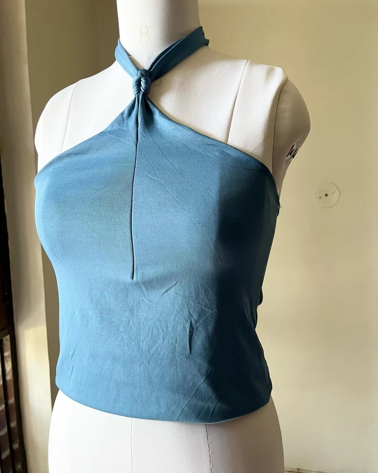 Blue halter-neck top