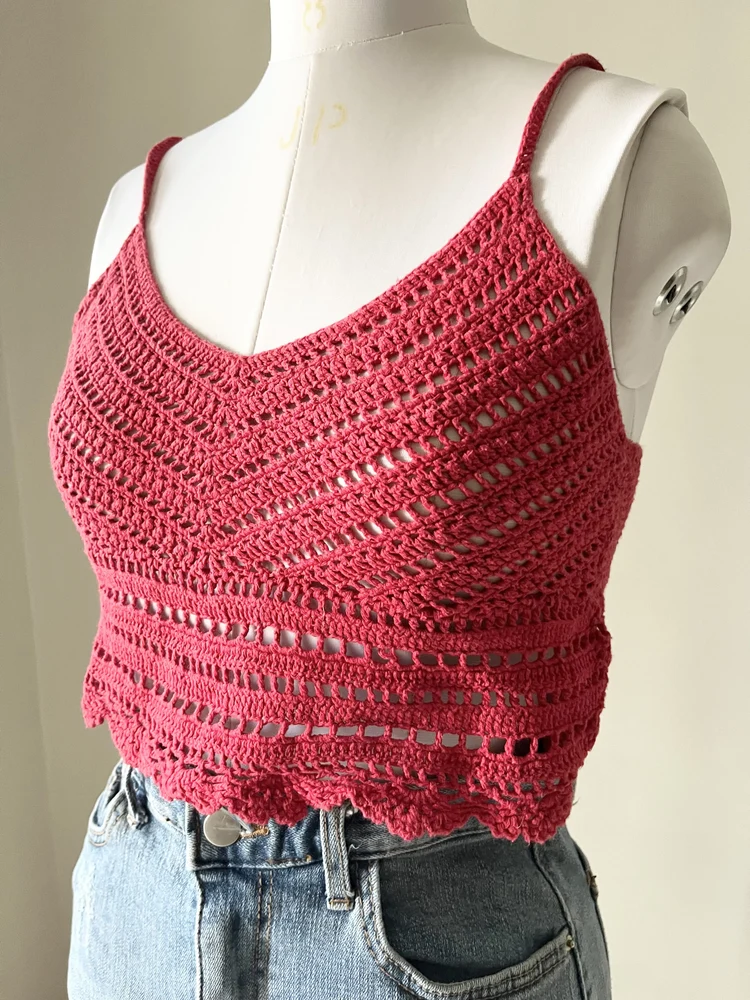 Red crochet top 