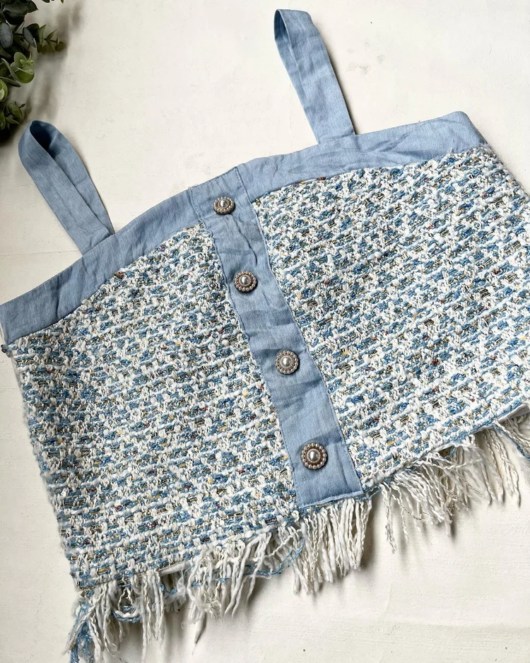 Blue tweed top 