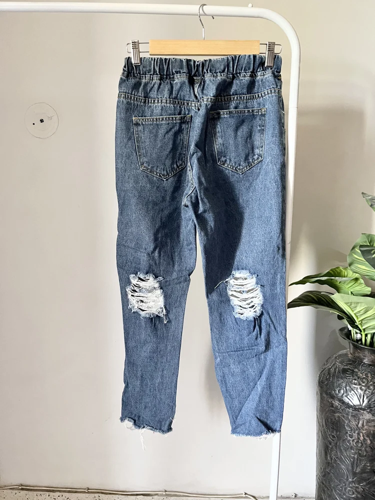 Blue ripped Straight fit Jeans