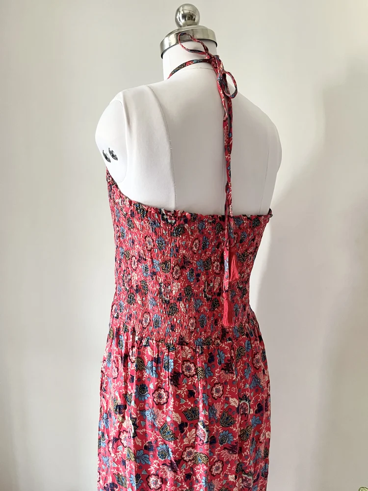 Printed tube tie-up maxi dress