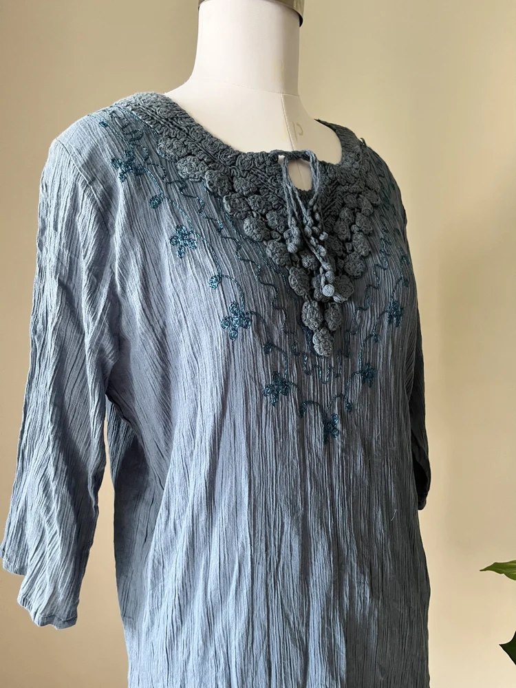 Blue embroidered Short kurti 
