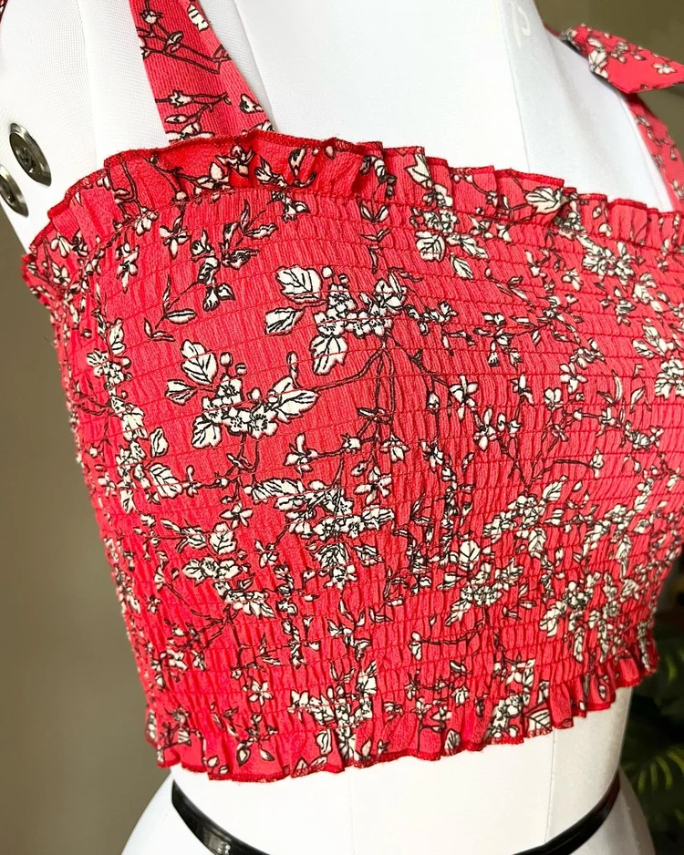Floral smoked top 