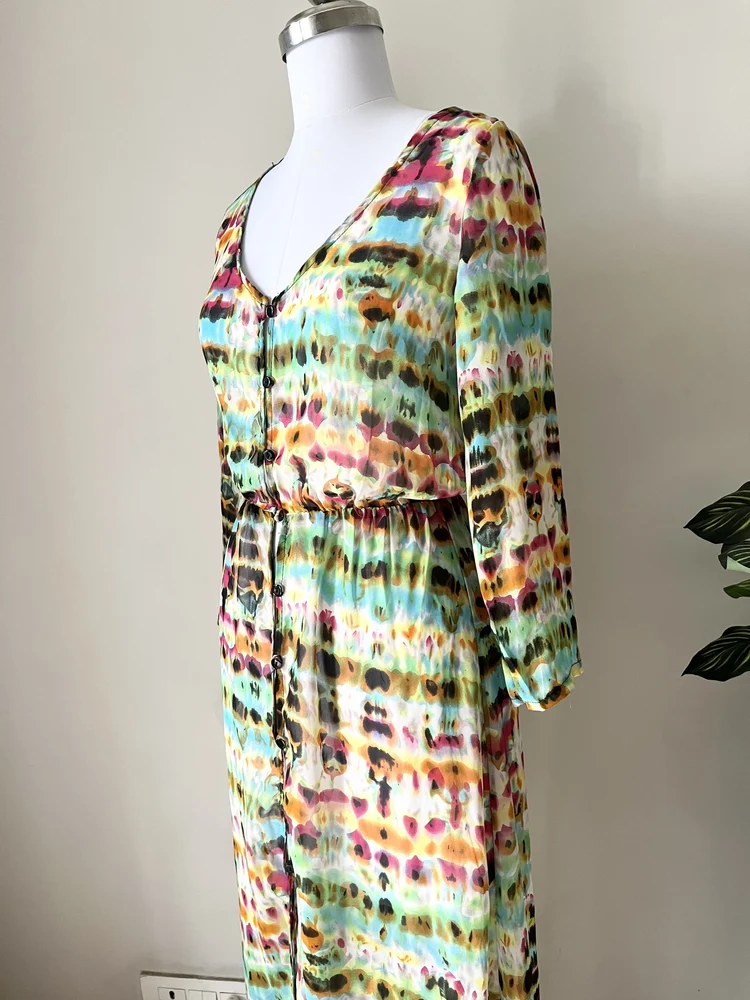 Multicolored Semi-Sheer maxi dress 