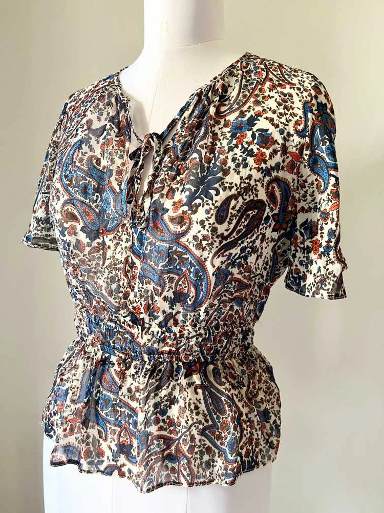Paiisley print peplum top 