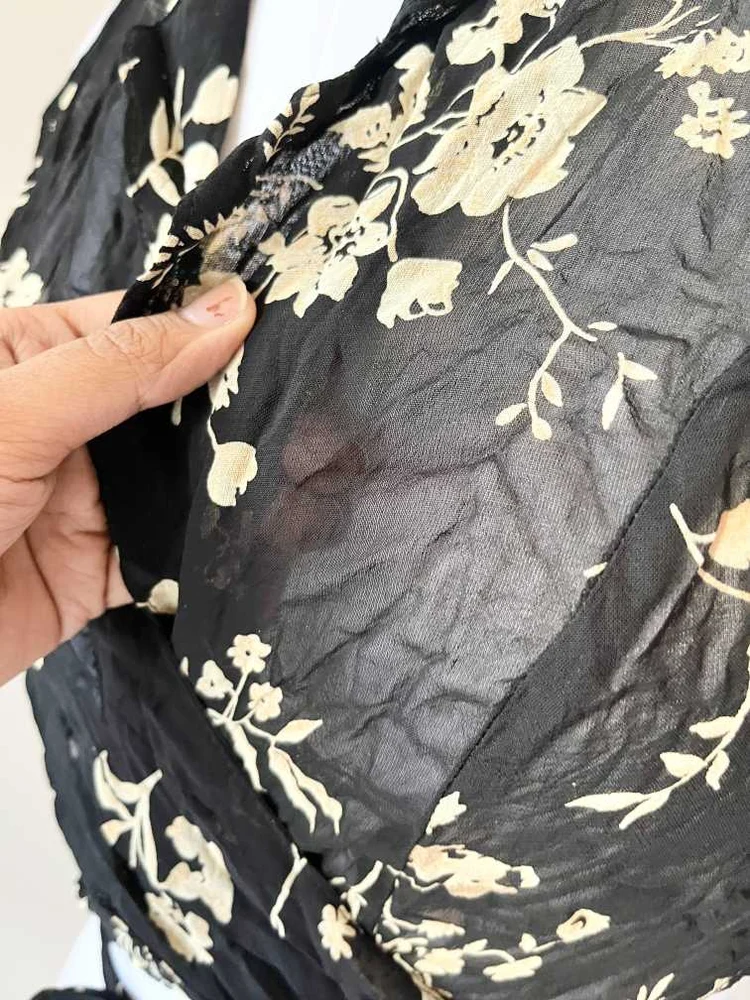 Black floral shirt style top