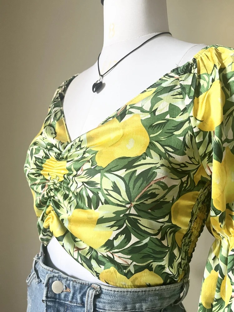 Yellow floral Padded top 