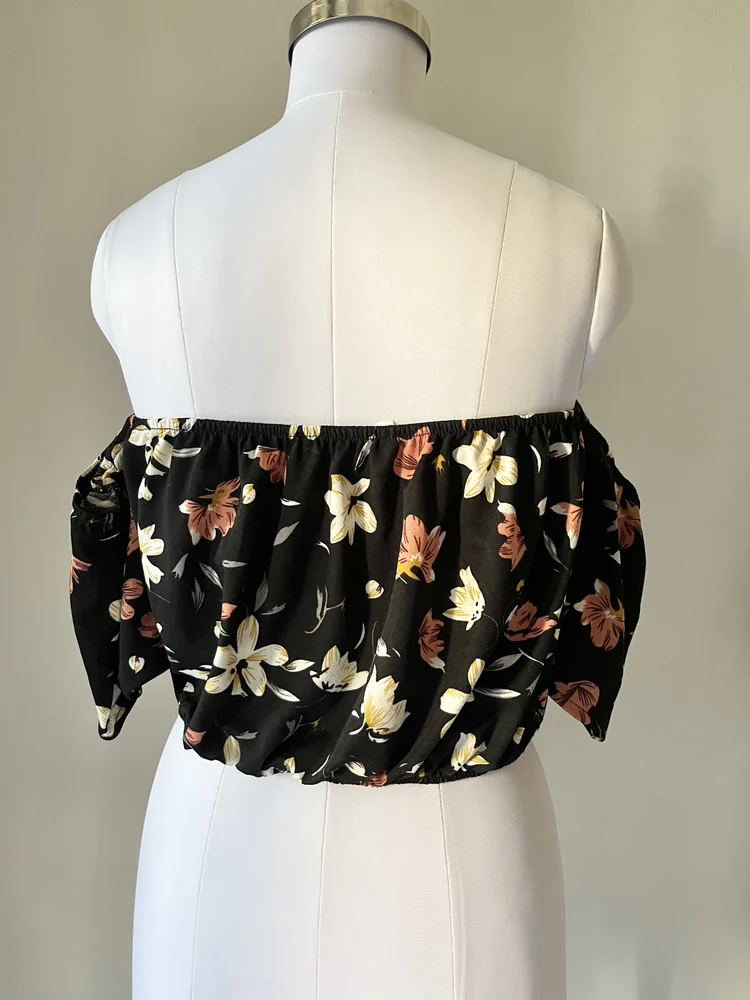 Bardot black floral top