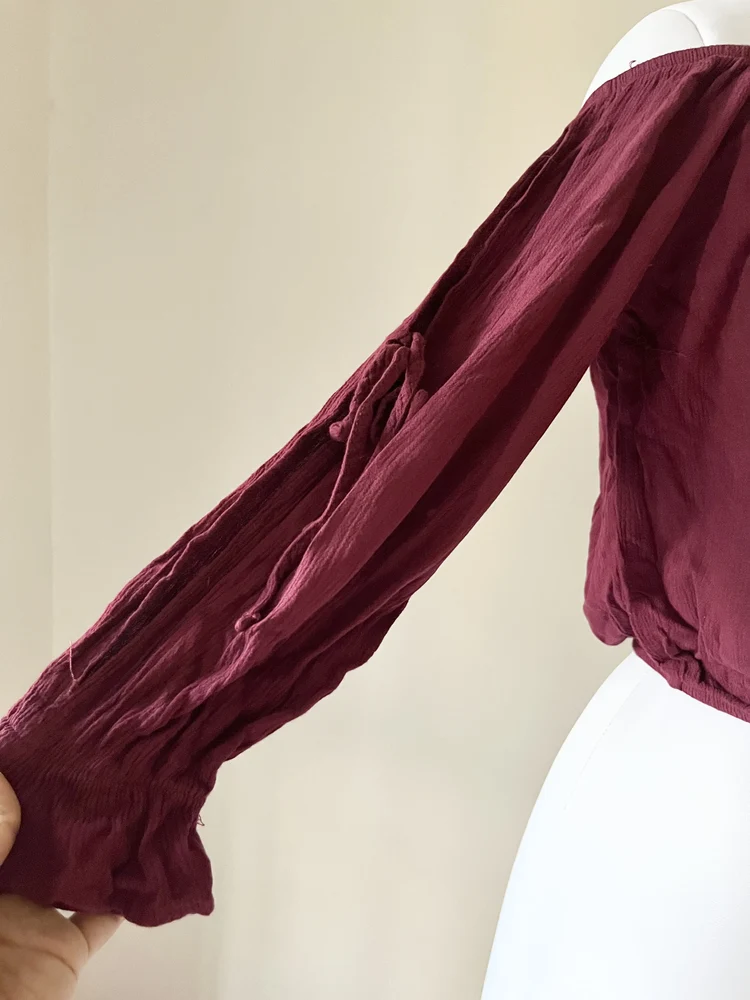 Off shoulder slit sleeves top 