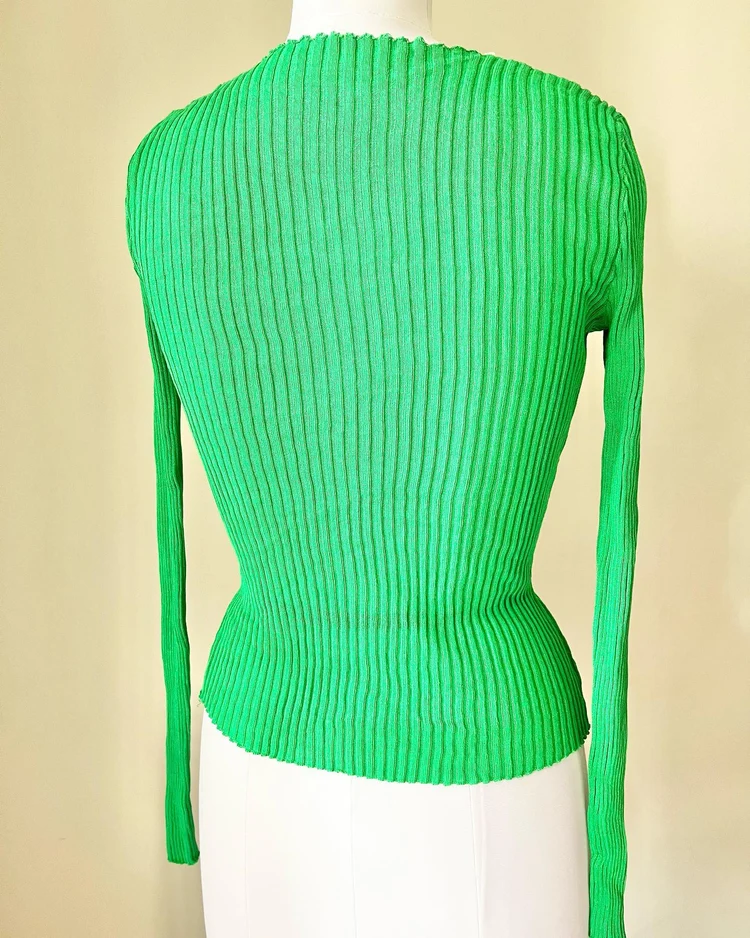 Green ribbed top 