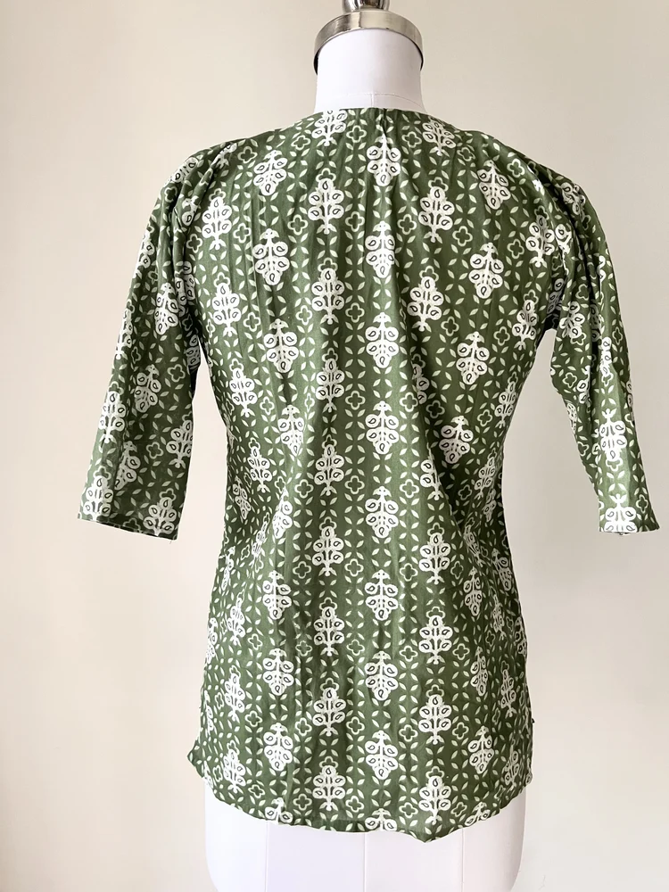Green printed short kurti