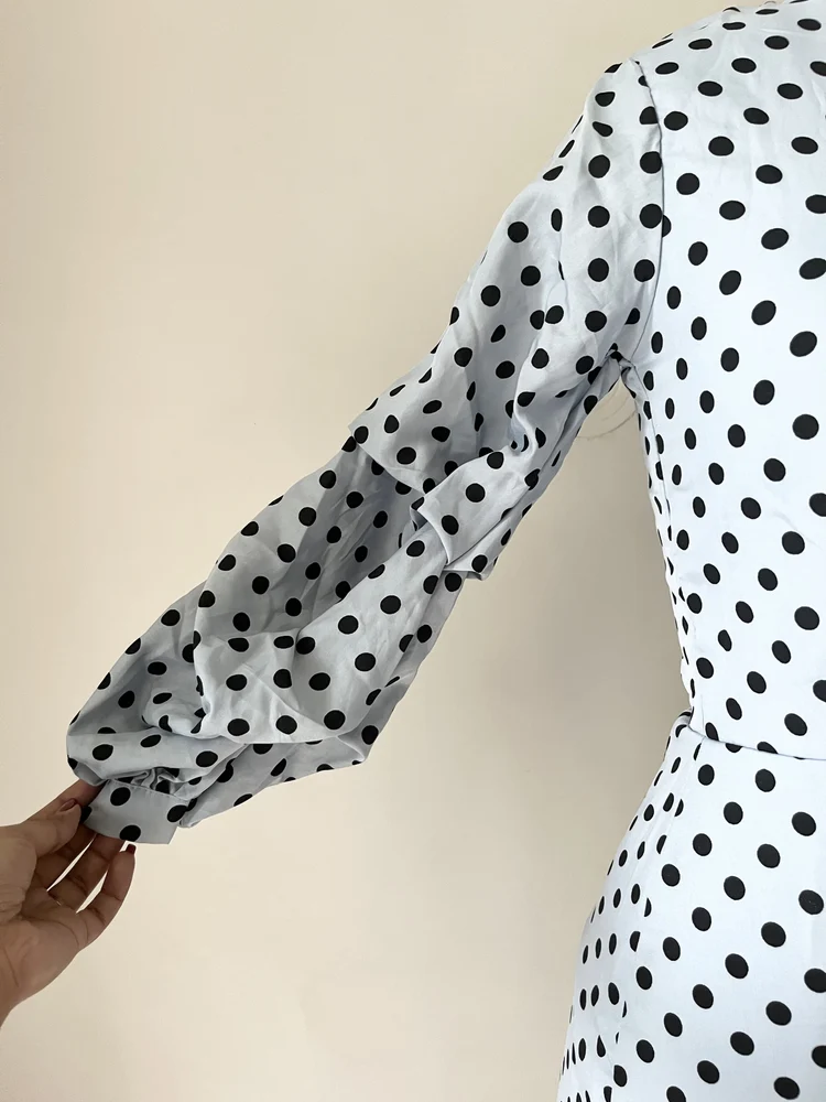 Polka dot blue bodycon dress