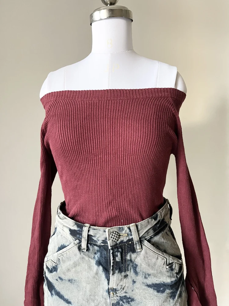 Wine off-shoulder top 