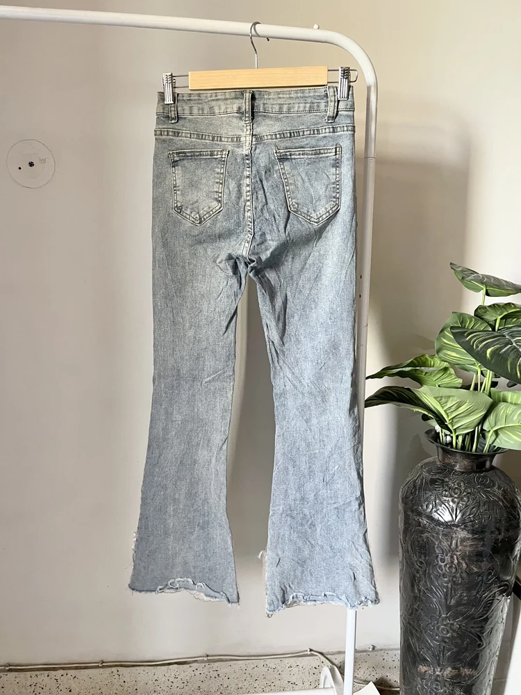 Blue bell bottom embroidery Jeans 